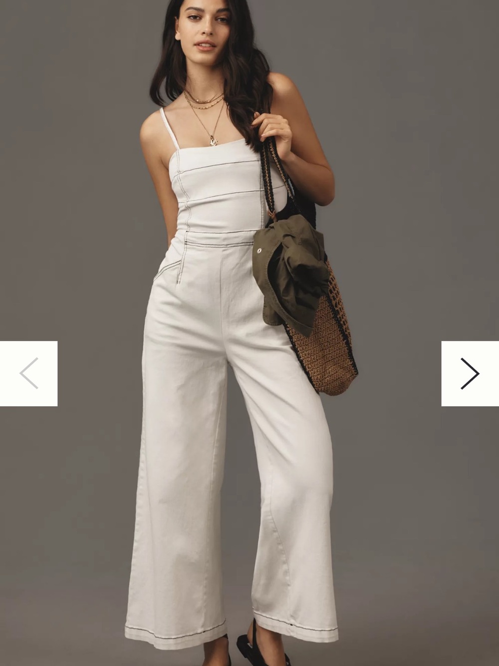 Anthropologie PILCRO Wide-Leg White Jumpsuit with Spaghetti Straps NWT